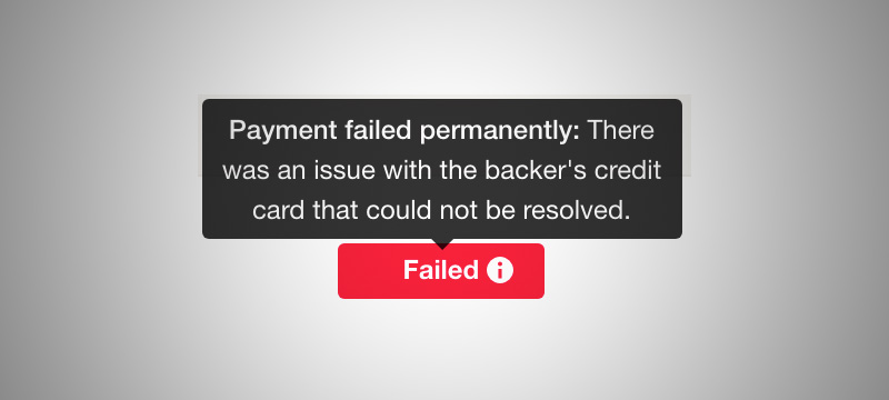 Kickstarter failed payment notification
