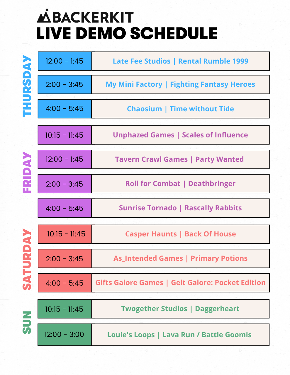Image of Gen Con 2026 BackerKit Demo Schedule