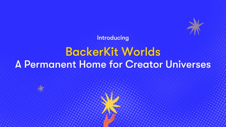 Blog post banner image for BackerKit Worlds announcement