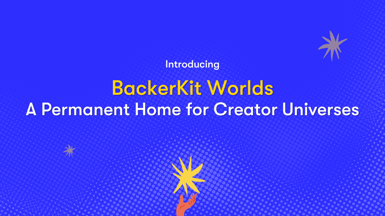 Blog post banner image for BackerKit Worlds announcement