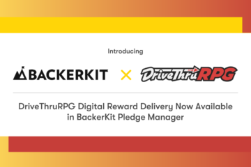 Banner Image for blog post announcing DriveThruRPG Digital Reward Delivery Now Available in BackerKit Pledge Manager