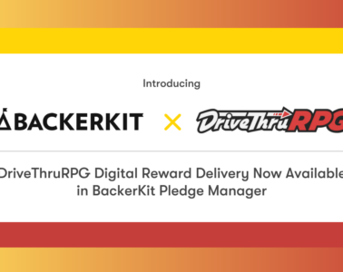 Banner Image for blog post announcing DriveThruRPG Digital Reward Delivery Now Available in BackerKit Pledge Manager